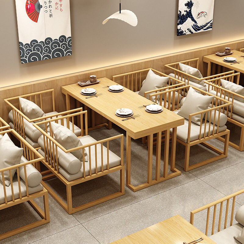 新中式国潮卡座沙发餐厅茶楼烧烤火锅店洽谈休闲铁艺咖啡桌椅组合