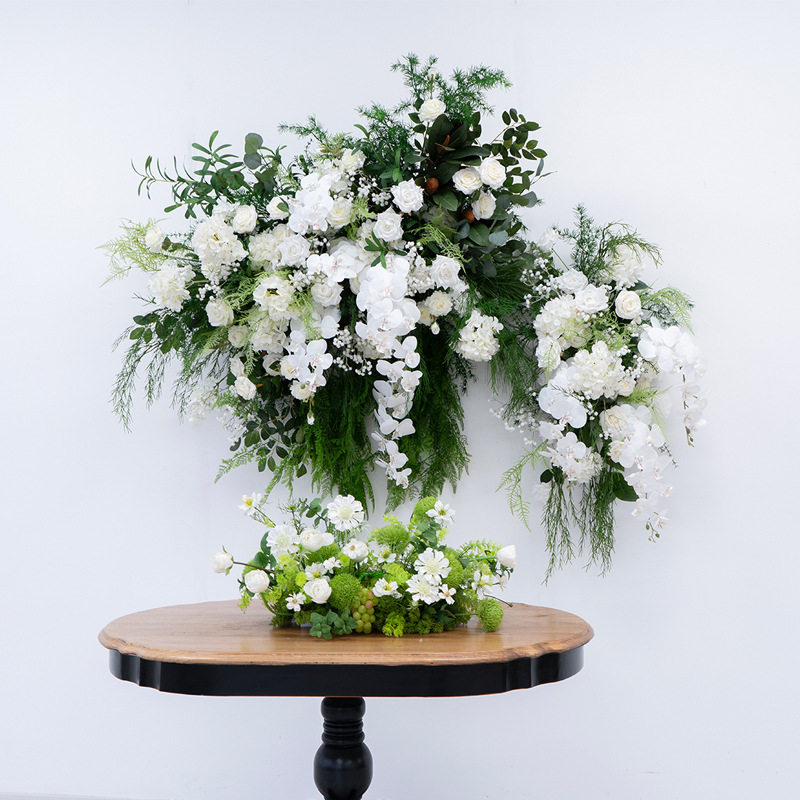 白色系装饰壁挂仿真花花艺 店面墙壁布置婚礼K板背景布置假花