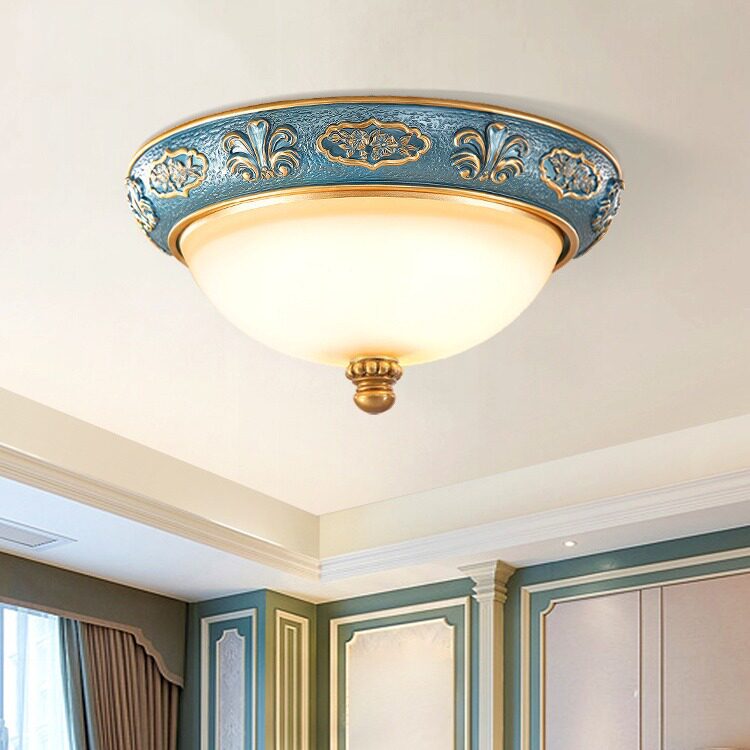 欧式吸顶灯美式乡村地中海复古卧室过道阳台玄关LED树脂吸顶灯