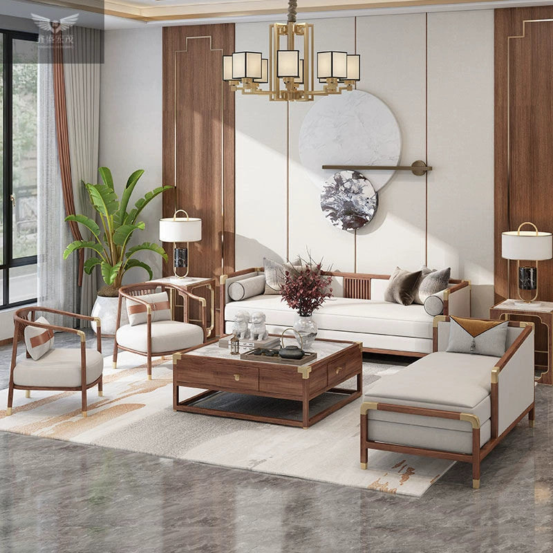 2026白蜡木实木布新中式艺沙发现代简约轻奢客厅样板房民宿家具
