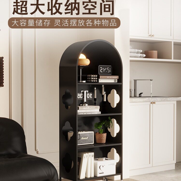 法式中古风创意可移动多层拱形铁皮小书柜家用客厅镜柜复古展示J*