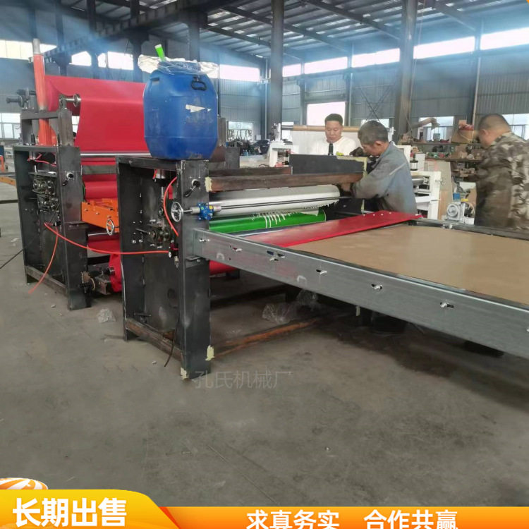 密度板双面贴面机喜庆用品挂件摆件红植绒布贴布机无纺布平贴机