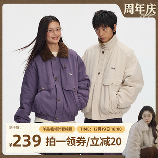 【鱼九九推荐】江南先生复古毛领工装夹克棉服冬宽松棉衣外套