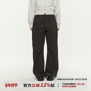 江南先生NewJNXS修身显瘦小个子黑色微喇叭牛仔裤女复古直筒裤子