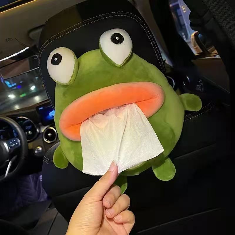创意卡通挂式车载纸巾盒汽车内抽纸盒网红车上用餐巾纸包套女