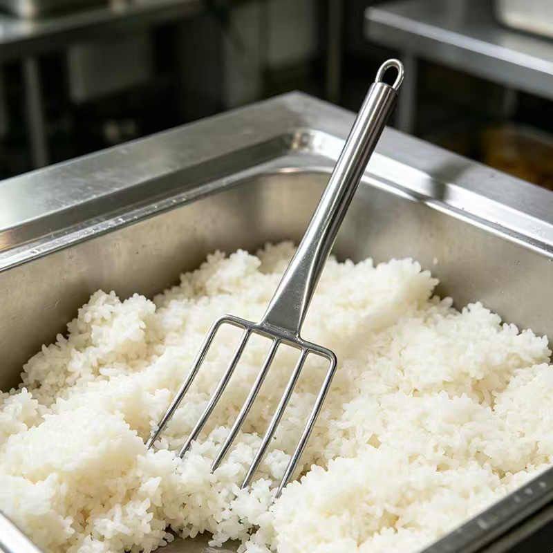 新款不锈钢加长打饭叉长柄豆芽叉炒面凉粉摆摊农用厨房米饭叉