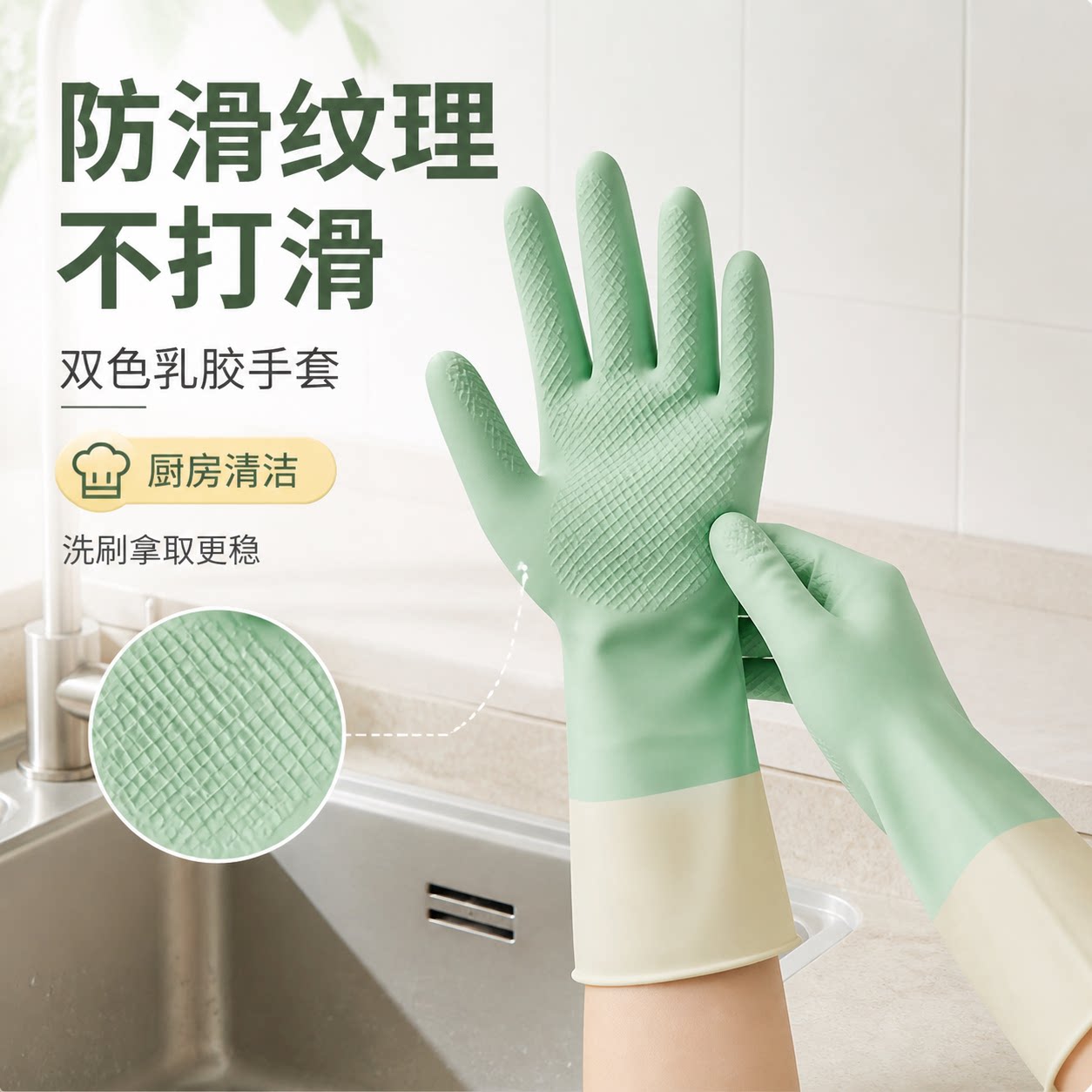 【4只装】防水加厚耐用家务手套