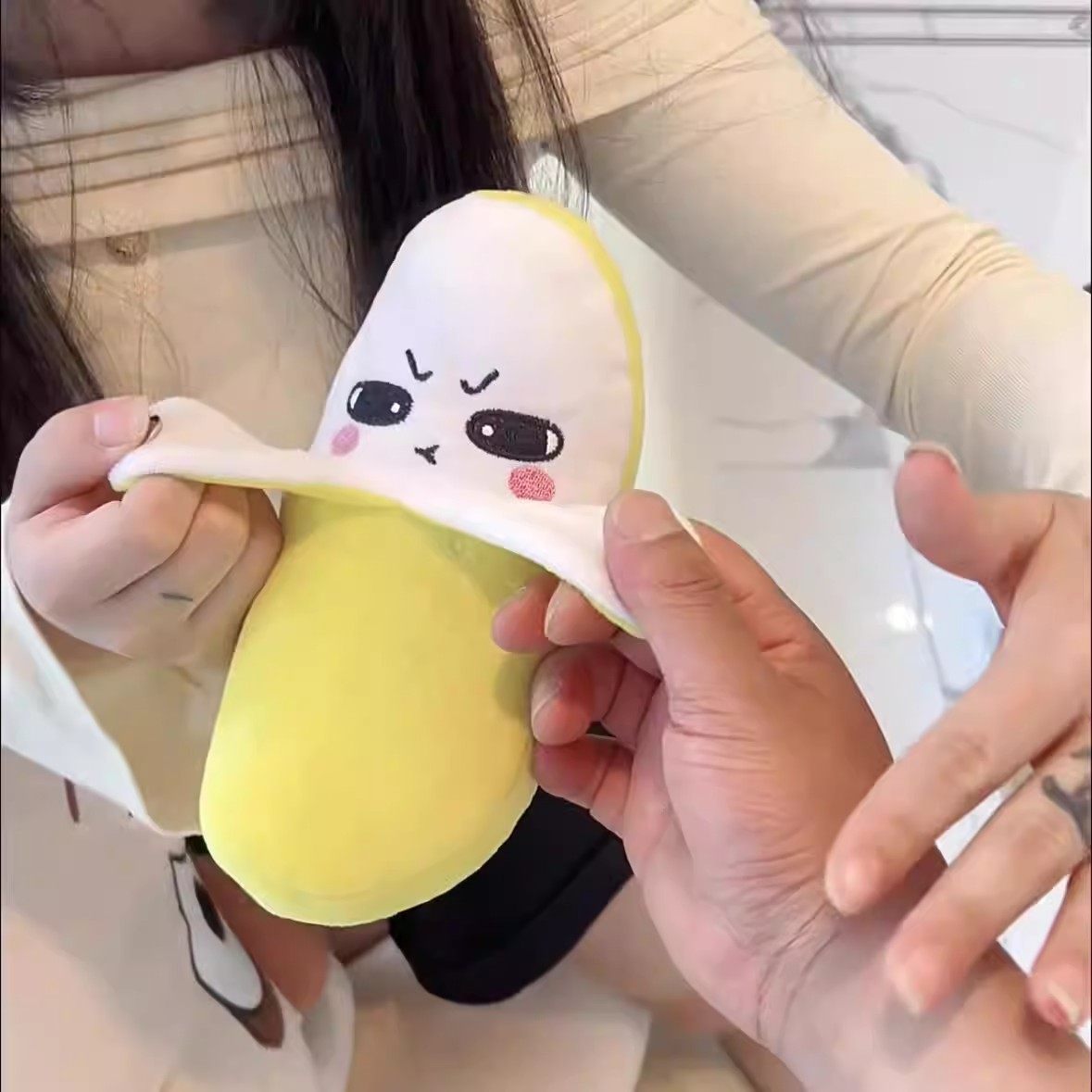 网红人体感应节拍音乐琴器香蕉亲子互动抖音同款毛绒公仔娃娃玩具