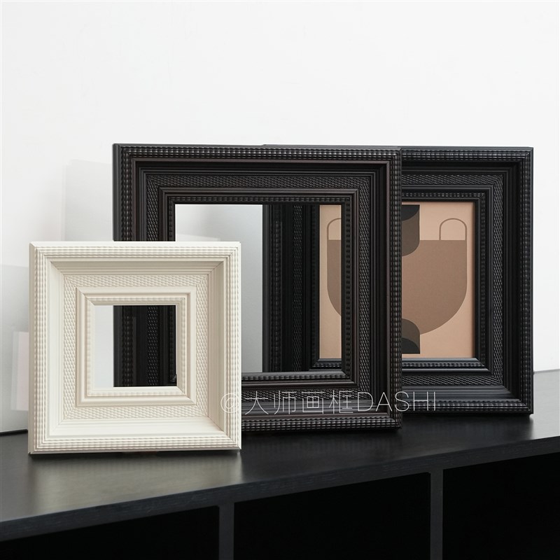 热销可定制中古复古实木油画框外框黑色白色欧式相框镜框装裱拼图