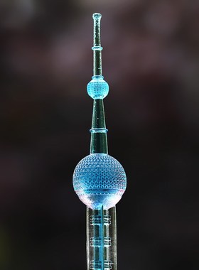 琉璃上海东方明珠塔建q筑模型摆件居家客厅办公桌面摆放送礼收藏