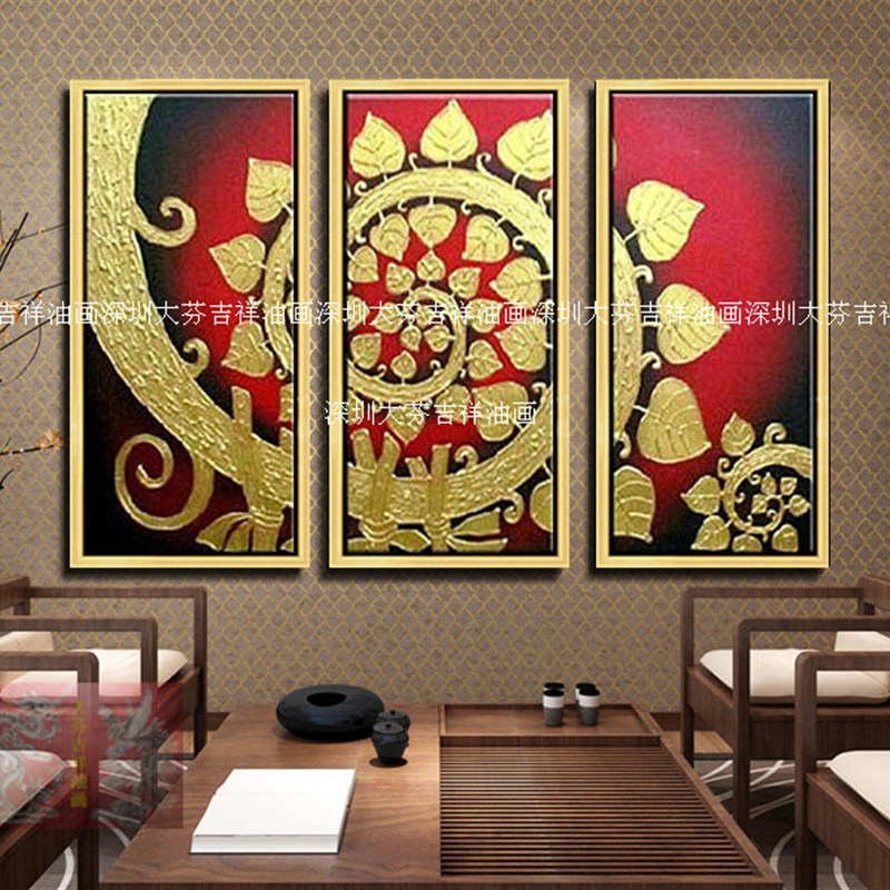 手绘东南亚风格装饰画别墅家居酒店会所办M公室吉祥菩提树装饰挂图片
