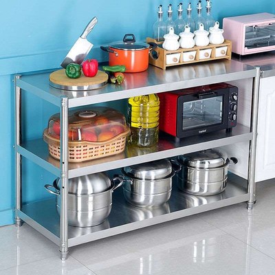 Kitchen storage rack, stavinless steel, three-layer floor, h