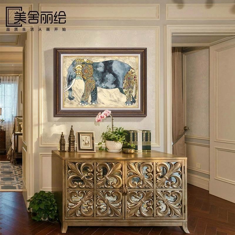 美式玄关客厅装饰j画 欧式沙发背景墙画餐厅挂画三联画书房定做有图片