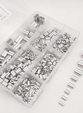315pcs盒装铝双筒套环卷套8字铝管B线套组合套装M1.2-M6钢丝绳夹