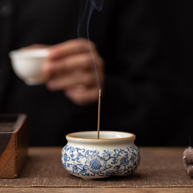 敦铭堂汝窑缠枝莲香炉室内香薰炉