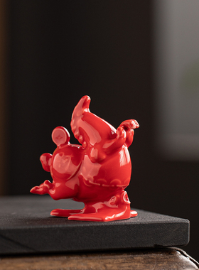 桌面装饰摆设创意红色陶瓷马生肖摆件家居装饰品创意可爱动物造型