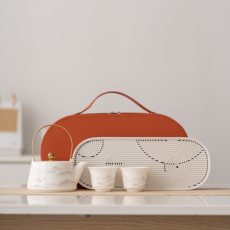 旅行功夫茶具小套装便携式户外单人露营喝茶装备陶瓷泡茶壶快客杯,餐饮具,功夫茶具,淘宝优惠券,粉丝福利购,淘宝优惠卷