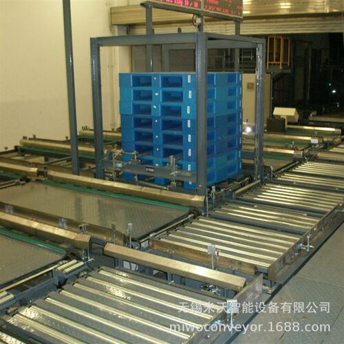 配合机械手码f垛输送线 栈板供应机 托盘分配机 滚筒分流合流机械