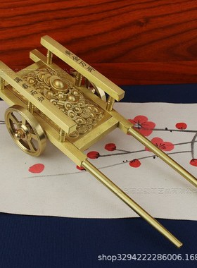 黄铜搬砖车仿g古手推车置物架工艺品手推车摆件大板车地摊