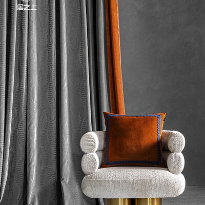 奢华风现代简约风窗帘p白金汉宫系列现代简约轻奢暗纹客厅结婚窗