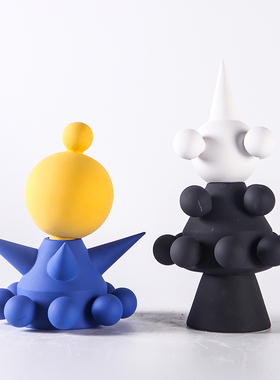 北欧几何创意陶瓷摆件现代拼色z极简样板房售楼处客厅书房软装饰