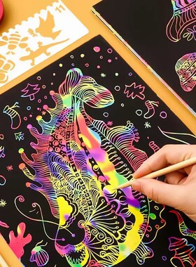 【下单立减5f0】儿童炫彩刮画纸diy手工刮画创意涂鸦趣味画纸_CZY