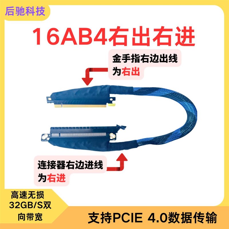 PCIE 4d.0 X16显卡延长线GPU AI转接线 服务器外置内置左右出高速