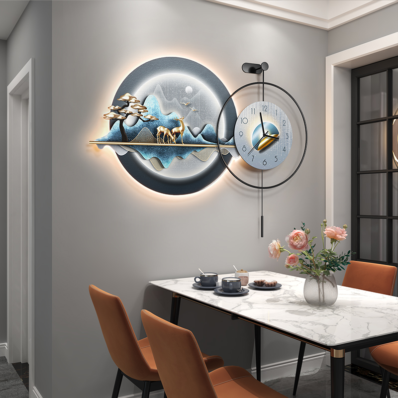 现代简约挂钟客厅轻奢时s尚个性钟表挂墙家用餐厅创意静音时钟挂