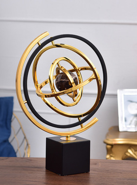 轻奢大理石纹地球仪家居摆件创A意客厅书房酒柜办公室桌面软装饰