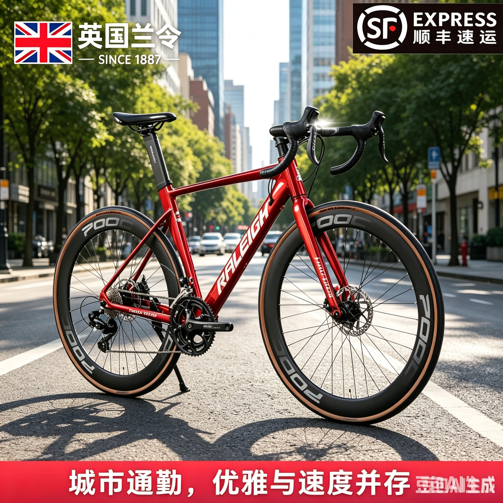 兰令铝合金变速油刹公路车