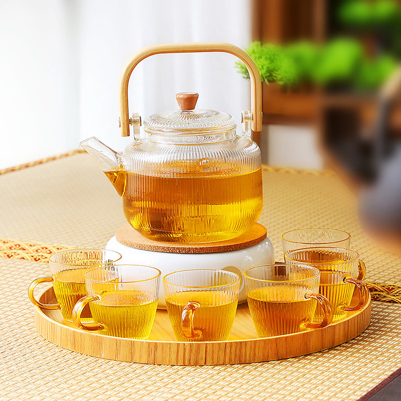日式花茶壶玻璃电煮茶具套装蜡烛花草茶具