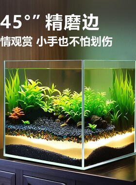 超白鱼缸金晶玻璃20l25新款小型客厅生态乌龟缸20/25/30/40方形缸