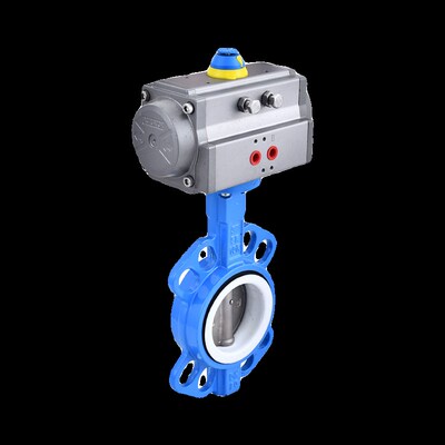 D671F-16Q气动四氟蝶阀s对夹式阀门不锈钢快速切断阀DN50 65 8010