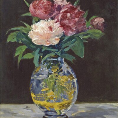 马奈Edouard Manet油画印象派手绘临摹世界名画复制品.静物牡丹花