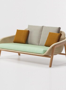 北欧户外沙院发庭别墅柚木藤沙发组合阳民I宿台RKL花园编柚木户外