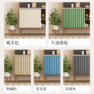 厨房折叠遮挡帘免打孔橱柜置物架磁吸防尘帘开放式V柜门拉帘遮挡