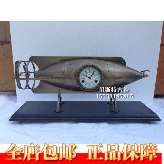 全铜机械舰艇钟老式仿古做旧上弦座钟趣味座钟古典Y钟表家居