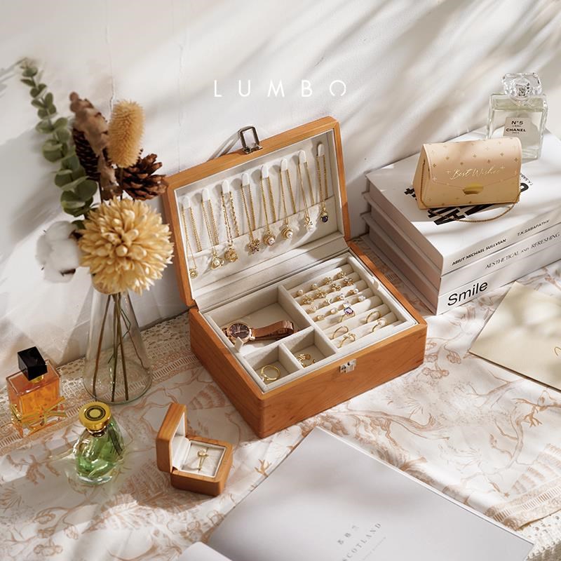 LUMBO良白/宝匣首饰盒t/实木收纳箱盒项炼戒指耳钉饰品结婚送礼物