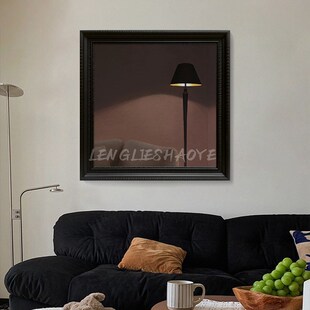 美式纯手绘油画沙发n角落昏暗台灯客厅卧室装饰画玄关小众艺术挂