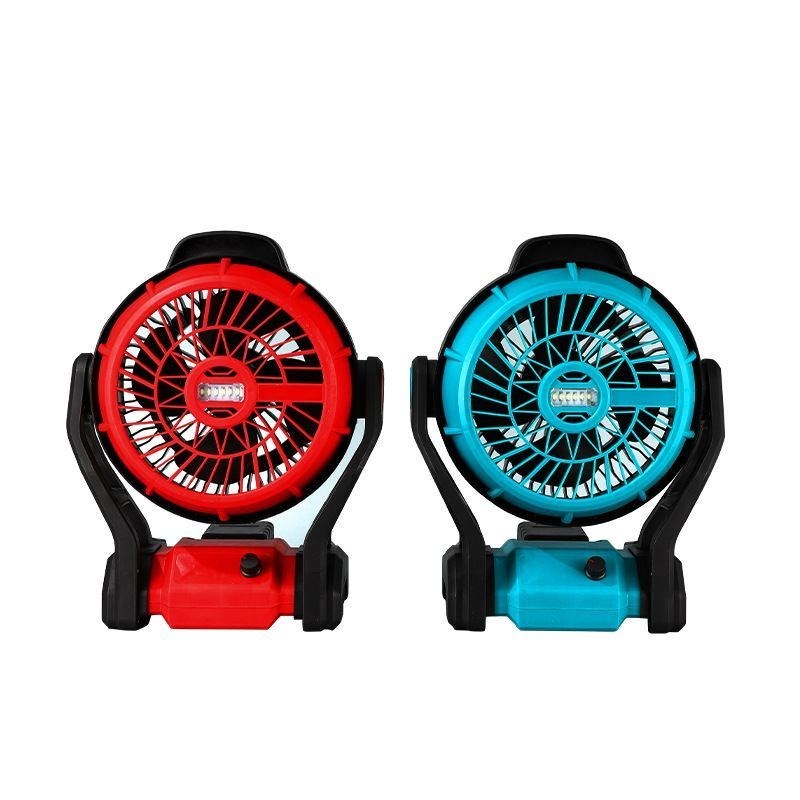 户外锂电池充电插电两用电风扇y工地野炊露营工地宿舍带LED灯风扇