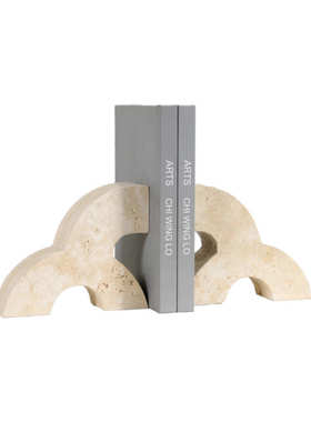 现代简约c大理石书档书立样板间家居书房书柜办公室桌面书夹摆件