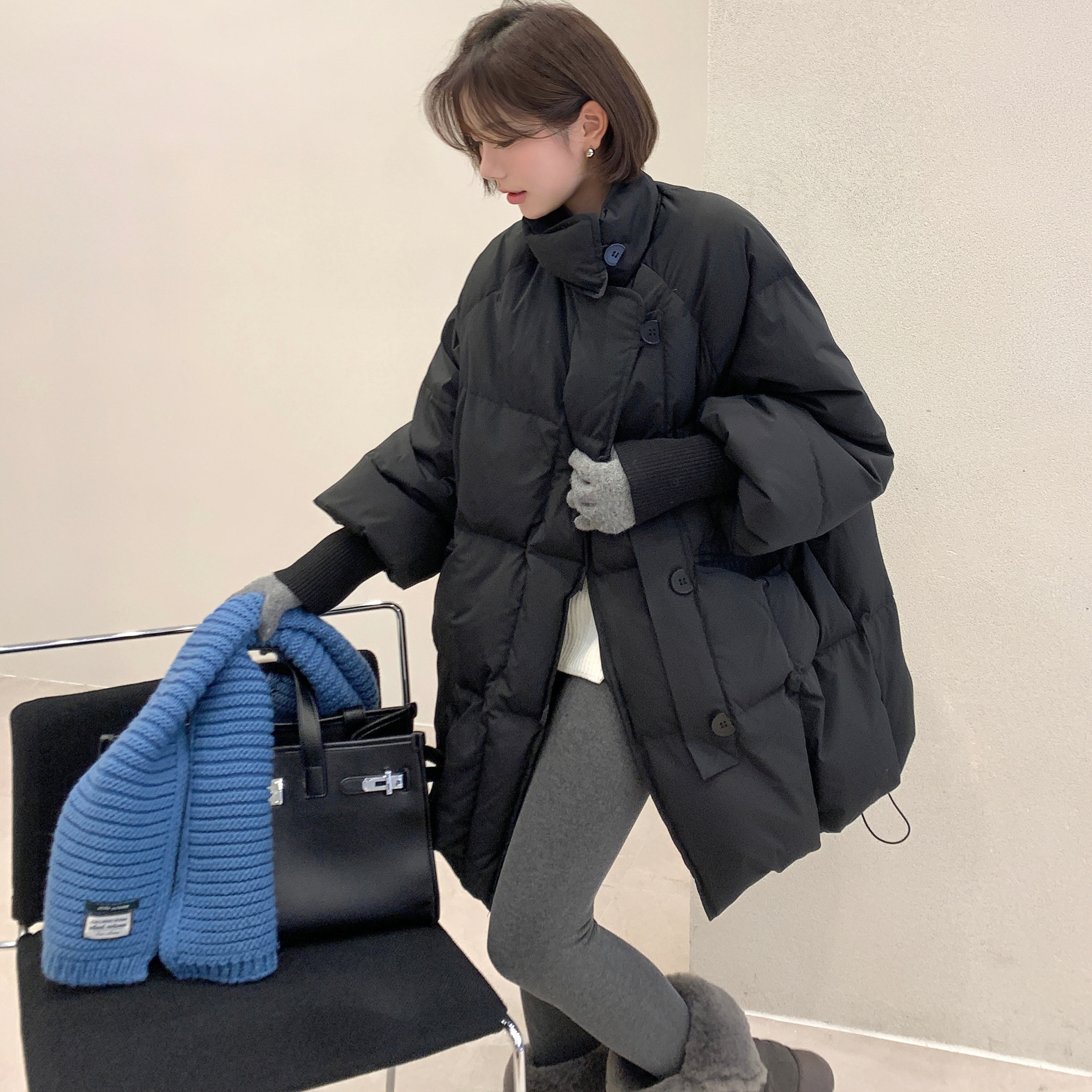 韩版宽松休闲时尚中长款白鸭绒外套女2025冬季新款加厚保暖羽绒服