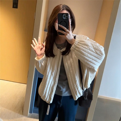 韩版高级感竖条纹加厚外套