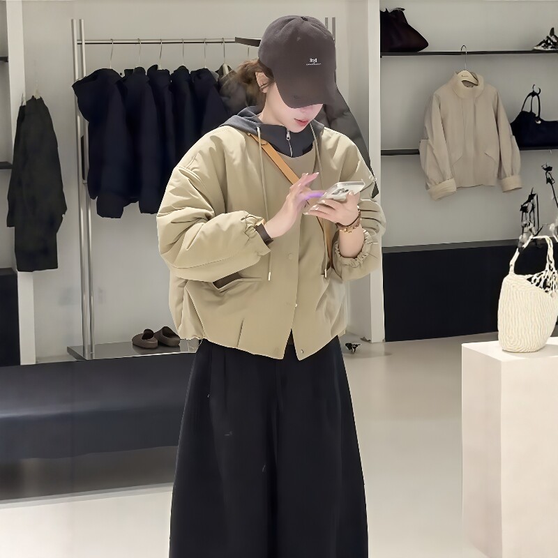 2025新款短款棉服女冬季休闲百搭连帽宽松高级感保暖外套面包服,女装/女士精品,短外套,淘宝优惠券,粉丝福利购,淘宝优惠卷