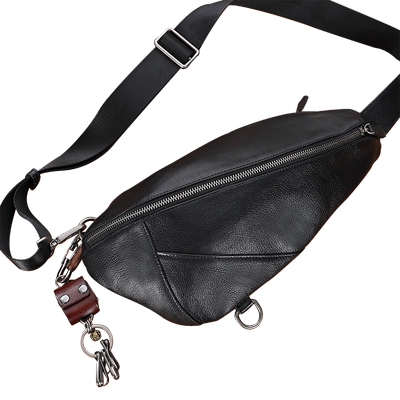 玩爷胸包真皮胸前斜挎包