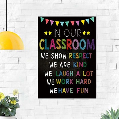 英语教室课堂规则classroom rules墙贴画国际双语学校文化墙海报