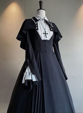 长款三件套】十字礼赞lolita连衣裙暗黑秋冬修女风大码cos菲比