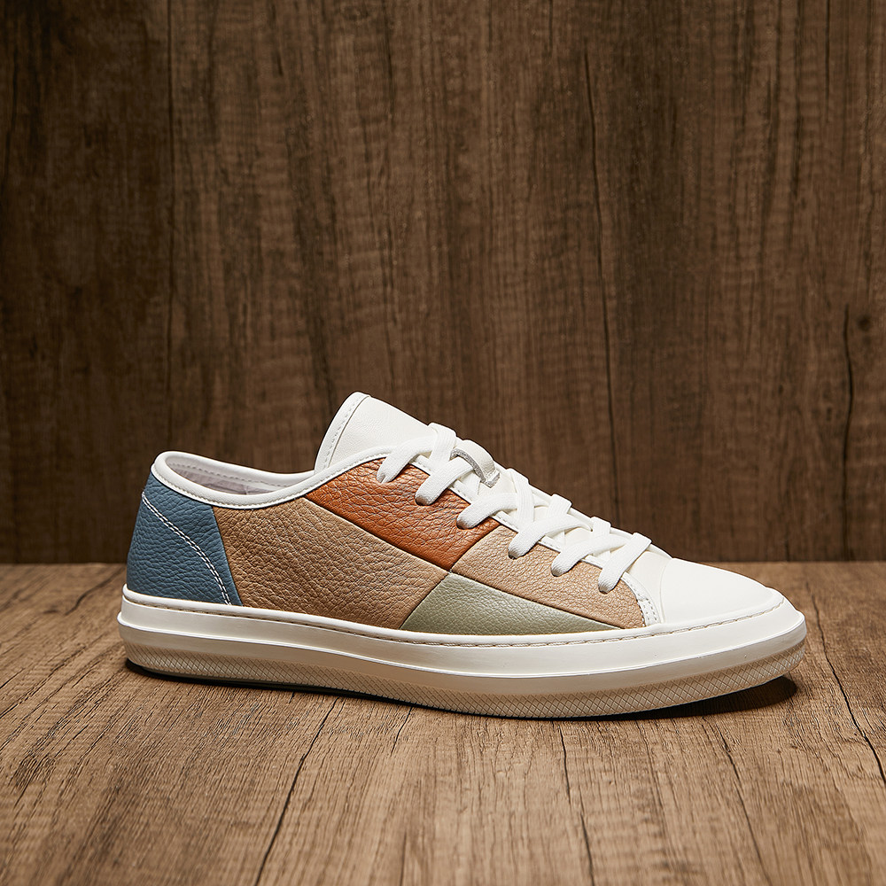 欧洲站男鞋2026春季新款真皮系带小白鞋男韩版百搭简约休闲男皮鞋
