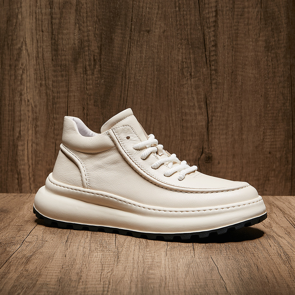 2026春季新款男鞋真皮高帮白色马丁靴男轻便百搭系带中邦休闲板鞋