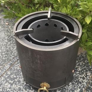 抖音同款炭火炉复古取暖铸铁小圆炉气化户外炭茶炉便携式小钢炮